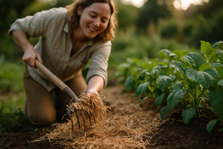 Lire la suite à propos de l’article Le paillage enchanté : secrets simples pour nourrir la terre et garder l&rsquo;humidité